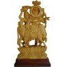 Radha Krishna With Cow wooden Statue