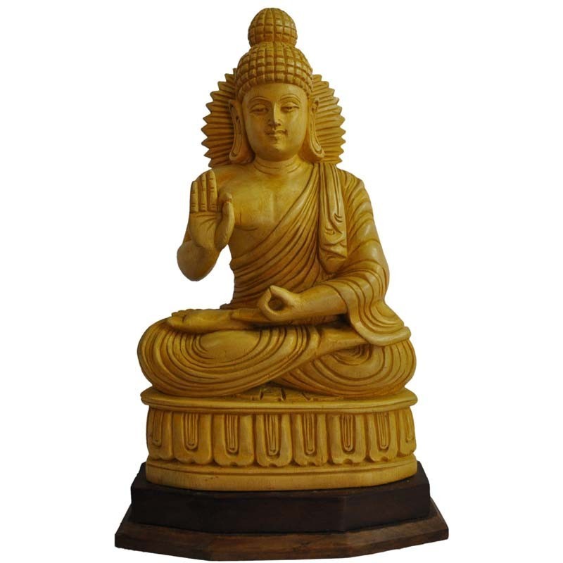 Buddha vitarka mudra wooden statue