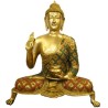 Buddha Blessing Coral Stone Brass Idol