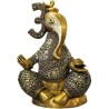 Fancy Ganesha Silver Stone Brass Idol