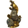 Fancy Ganesha Silver Stone Brass Idol