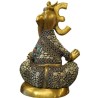 Fancy Ganesha Silver Stone Brass Idol