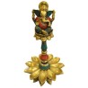 Coral Stone Deepa with Ganesha Brass