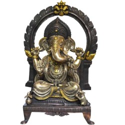 Ganesha With Prabhavali Brass Idol