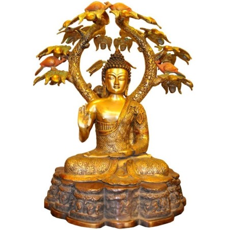 Buddha Under The Tree In Multi Color Brass Idol