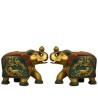 Elephant Pair Brass Statue