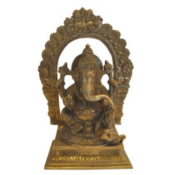 Blessing Ganesha with Mouse Brass Statue