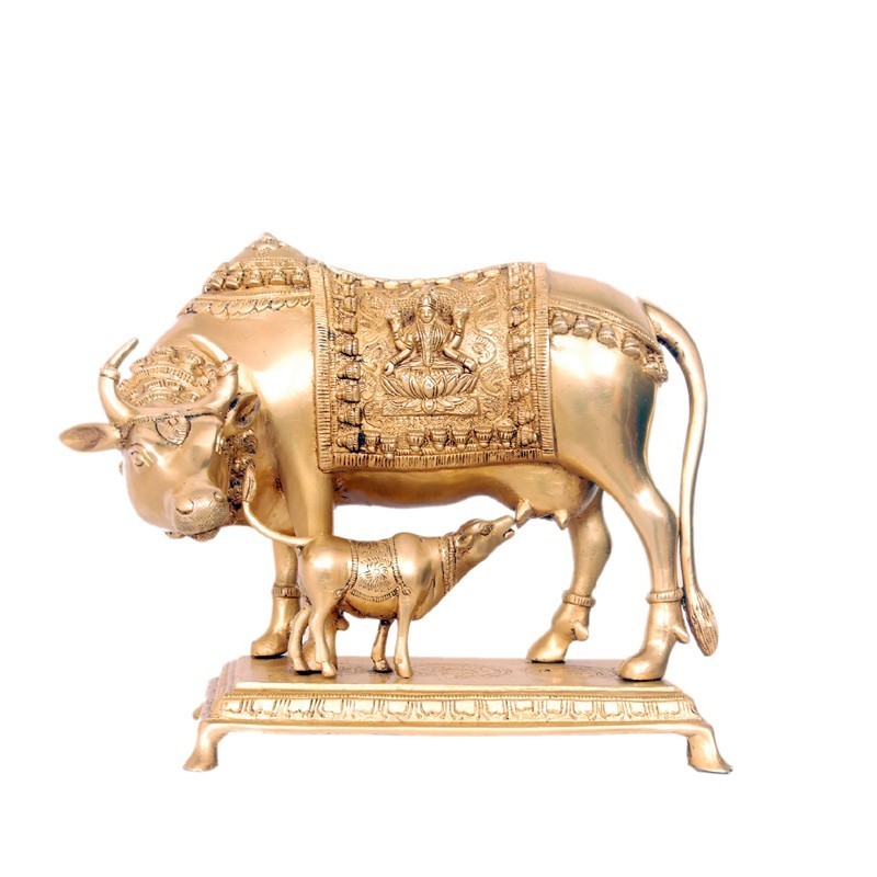 Cow & Calf Brass Idol