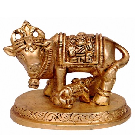 Cow & Calf Brass Statue