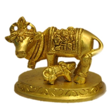 Cow & Calf Brass Statue