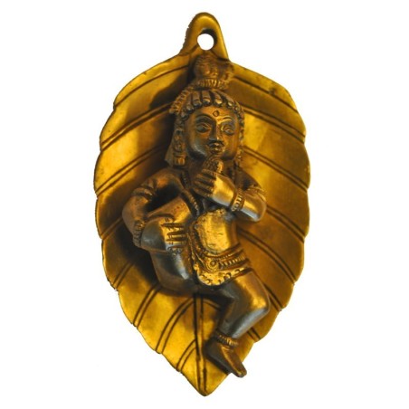 Krishna on Leaf Wall Hanging