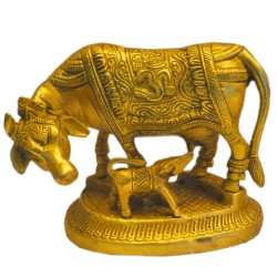 Cow & Calf Brass Statue