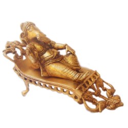 Relaxing Ganesha Brass Statue