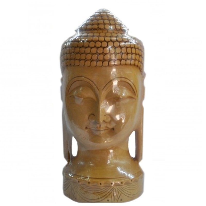 Wooden Buddha Bust Statue