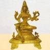 Saraswati Sitting on Peeta Brass Idol