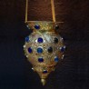 Brass Hanging lamp with Blue Studs