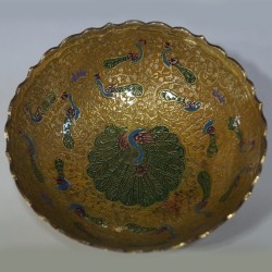 Peacock designed brass fruit bowl 