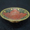 Bright red painted designed brass fruit bowl 