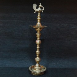 Peacock designed brass deepa