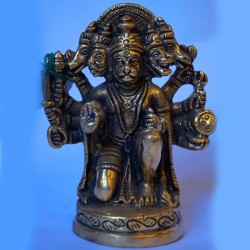 Five face hanuman brass  statue