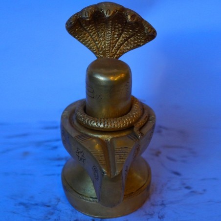 Shiva linga with snake brass idol