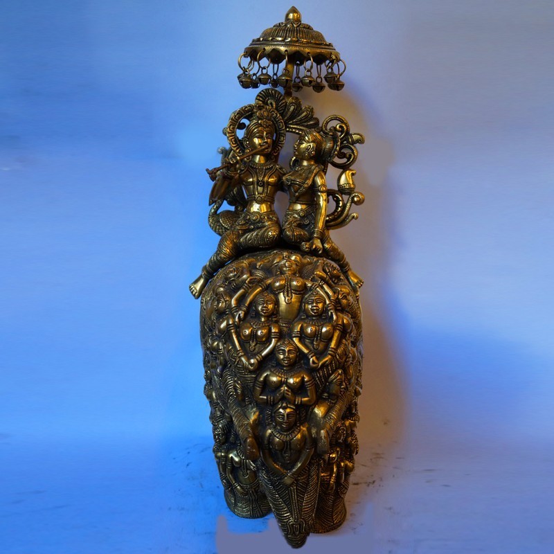 Beautifully designed Elephant ambari brass statue 