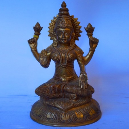 Goddess Lakshmi antique brass statue