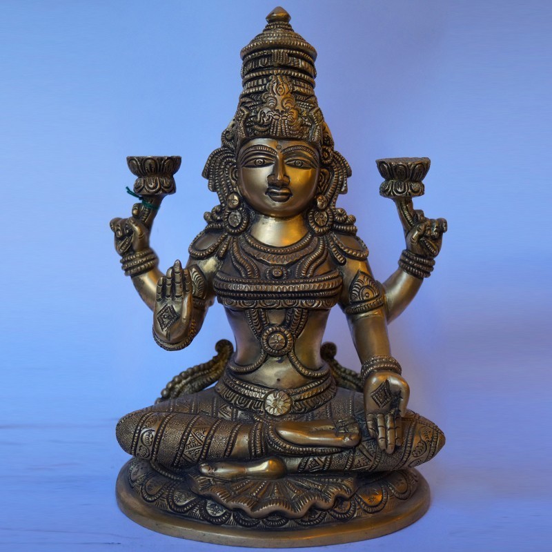 Lakshmi Devi blessing brass statue