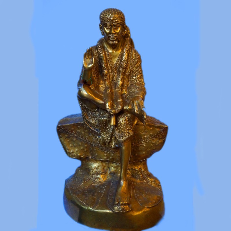 Shirdi Sai baba blessing beautiful brass idol