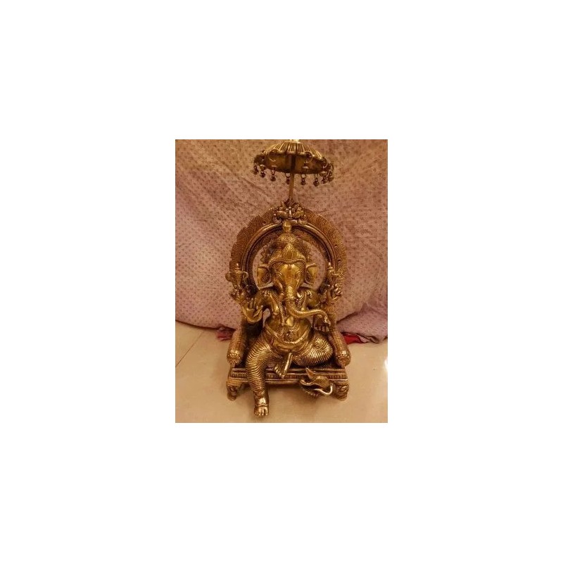 Elegant Darbar Ganesha brass statue  fine finish