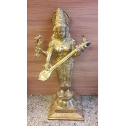 24 inches height Goddess Saraswathi standing brass statue