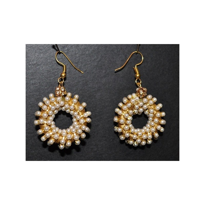 Circular artificial pearl Earrings