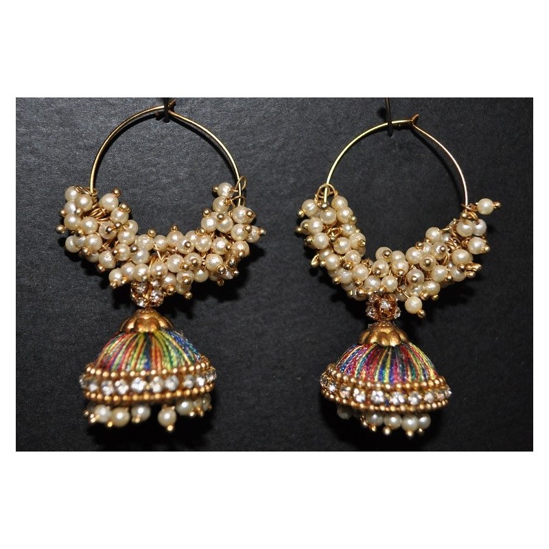 Multi Colour Silk thread  Jhumka