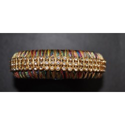 Multi colour Silk threaded Bangle with Stone lace _02