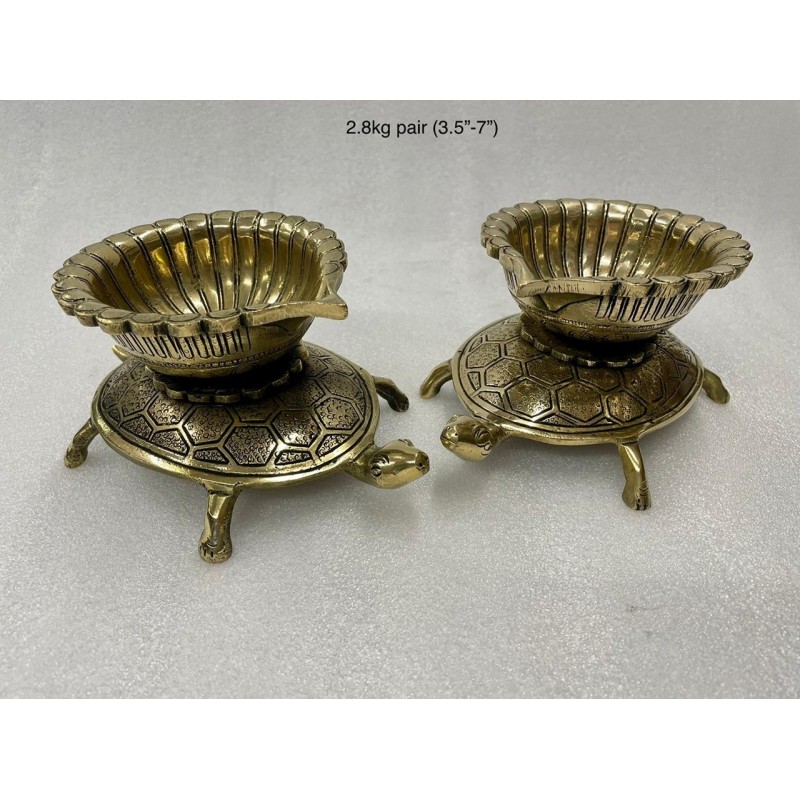 Tortoise base Brass Deepa Pair