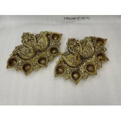 Swan Design Brass Deepa Pair