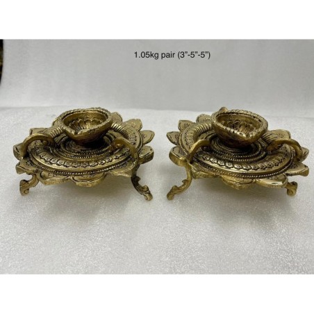 Circular Design Brass Deepa Pair