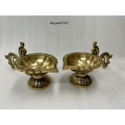 Stylish handle Brass Deepa Pair