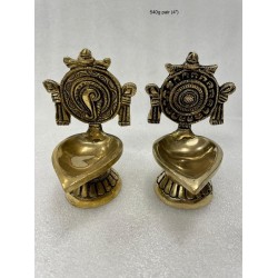 Simple Design Shanka Chakra Brass Deepa Pair