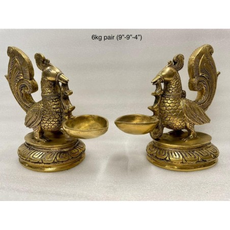 Heavy Size Peacock Diya Pair