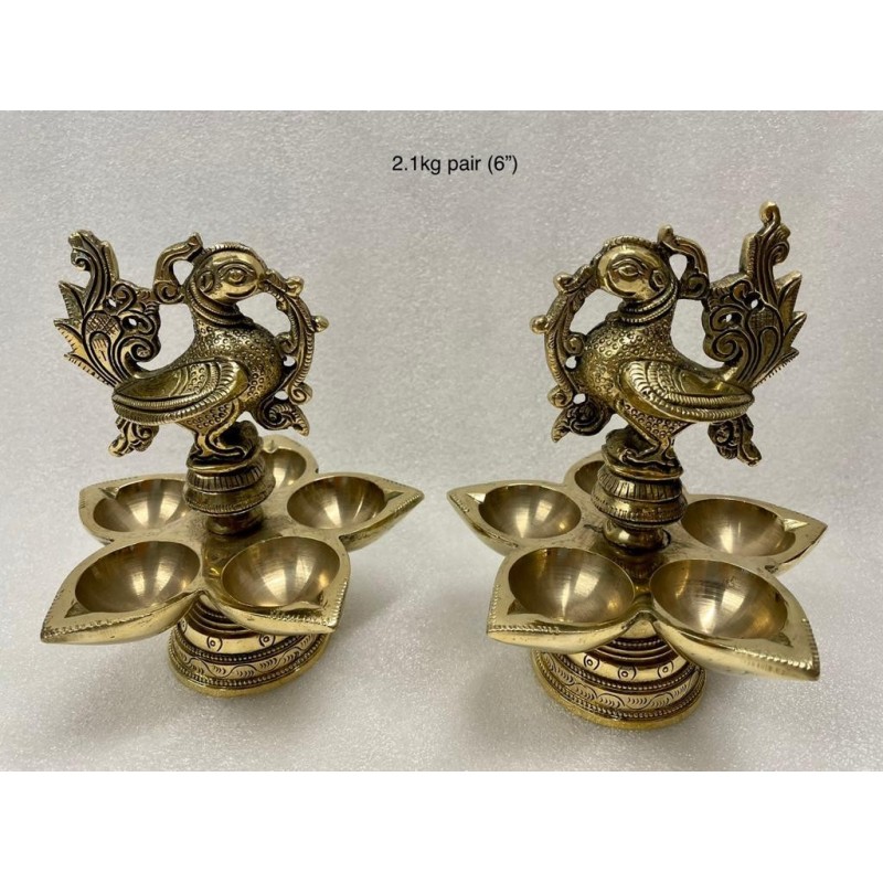 Peacock Diya (five) Pair Model -2