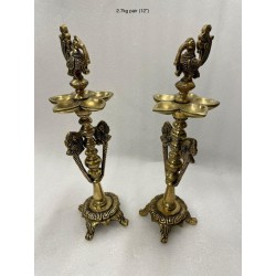 Stylish Peacock Brass Deepa Pair