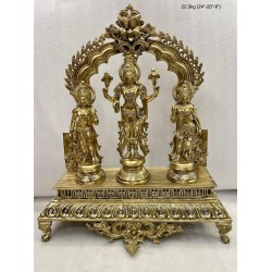 Lord Vishnu with Bhumi and  Lakshmi Bronze Statue