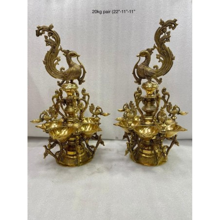 Magnificent design Peacock Diya Pair