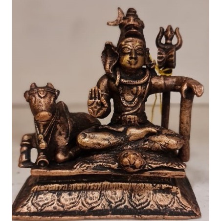 Nandhi With Lord Shiva Copper Statue