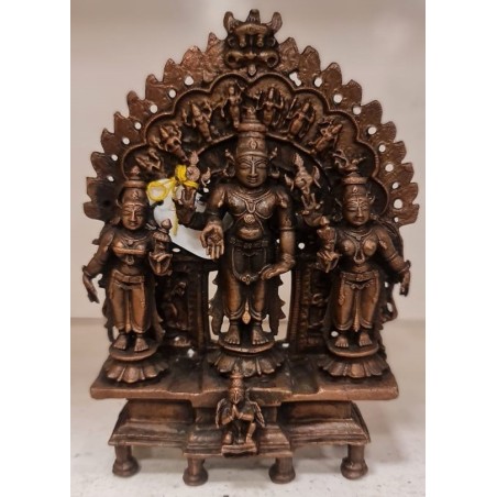 Dashavatara Prabhavali  with Vishnu Sridevi Bhudevi Copper Statue