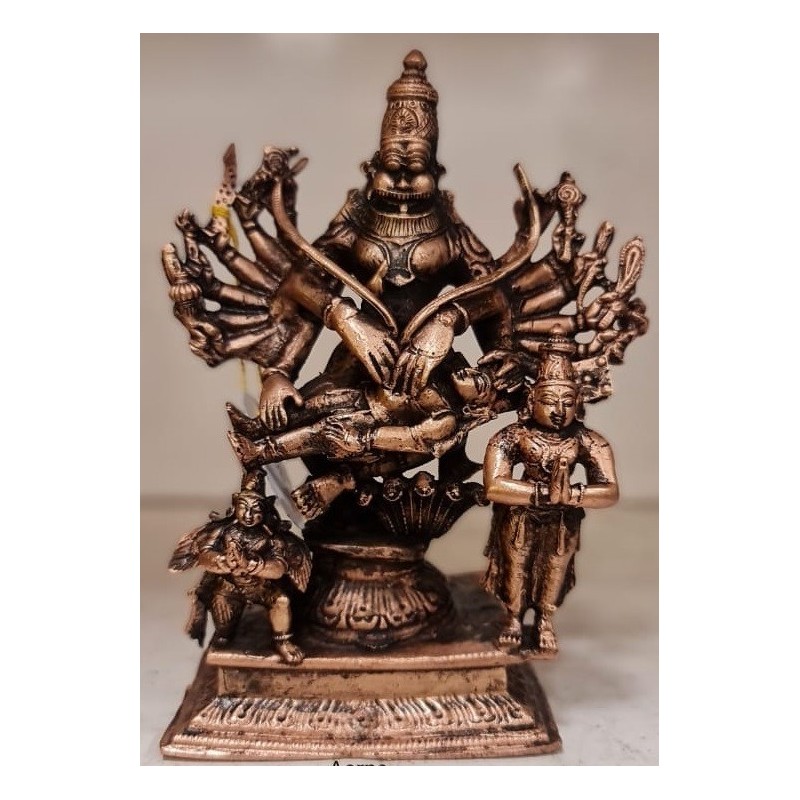 Narasimha with Garuda and Prahlada Copper Statue