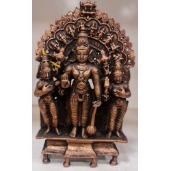 Sridevi Bhudevi Vishnu with Dashavatara Prabhavali Copper Statue