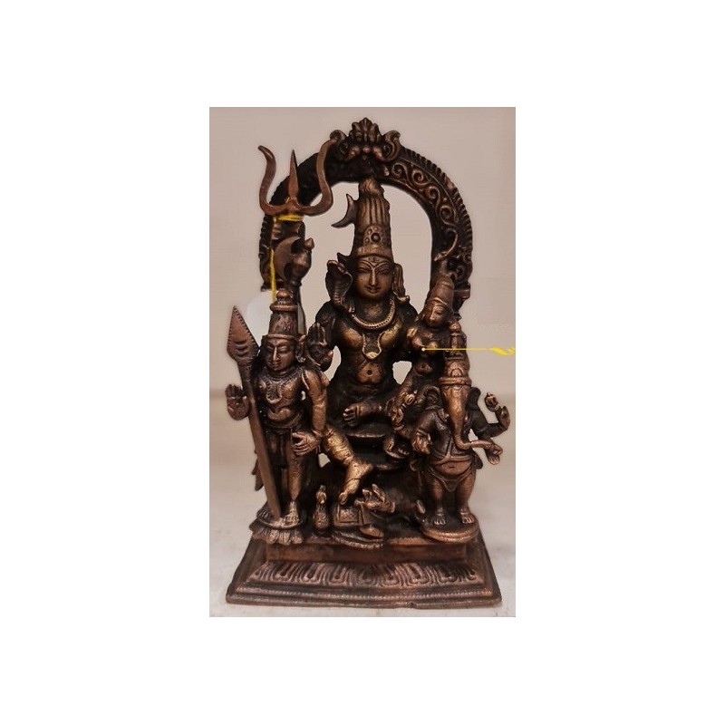 Mruthyunjaya with Parvathi Ganesha Karthekeya Copper Statue