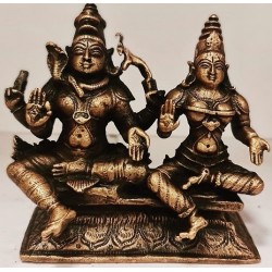 Shiva Parvathi Copper Statue